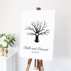 canvas sign on wooden easel