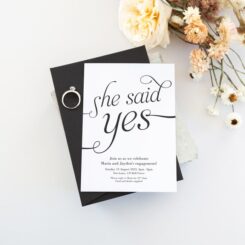 engagement invite on white card