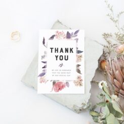 vintage peony wedding thank you cards