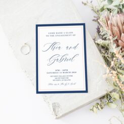 Traditional Elegant Navy Engagement Party Invitation