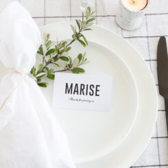 black and white wedding place card