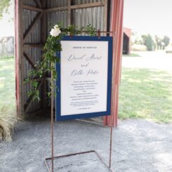 hanging sign board on copper frame