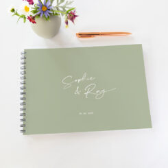 modern meadow sage green wedding guestbook