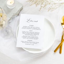 menu for wedding A6 size